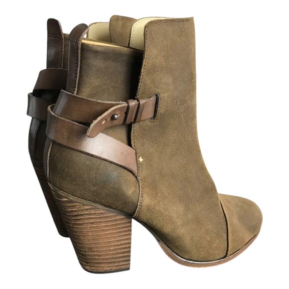 Rag & Bone Kinsey Boots Womens US9 EU39 Mustard Brown Leather Suede 3.5" Heels - Picture 5 of 7
